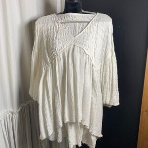 Free People white flowy boho tunic summer beachy vibes size Medium